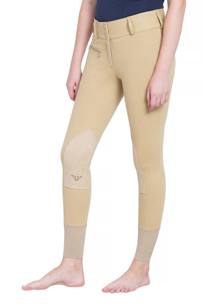 TuffRider Ladies Cotton Wide Waistband Knee Patch Breeches