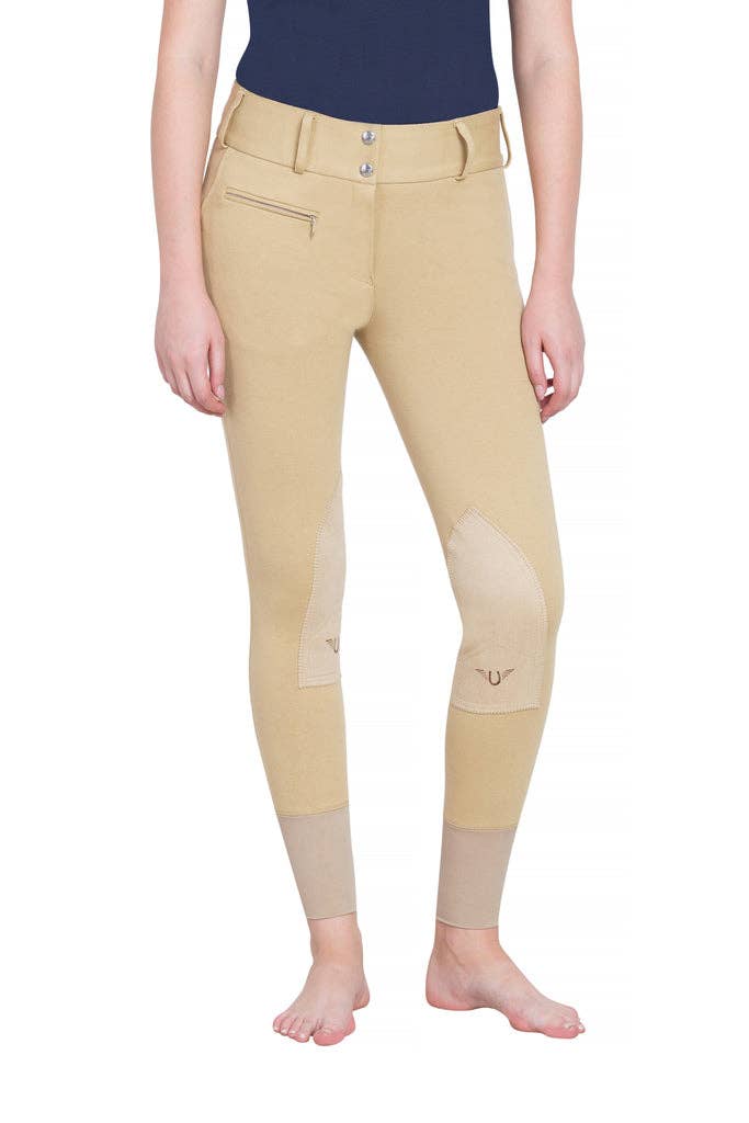 TuffRider Ladies Cotton Wide Waistband Knee Patch Breeches
