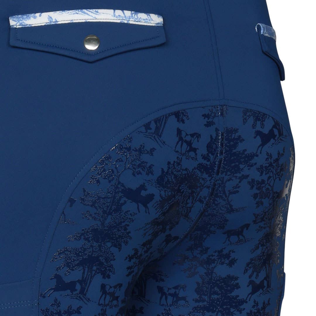 Dapplebay Equestrian Toile Hybrid Silicone Full Seat Breeches-Bright Navy