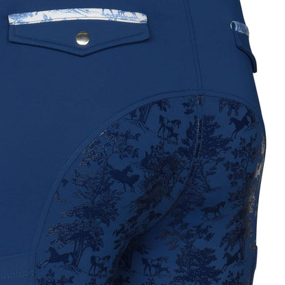 Dapplebay Equestrian Toile Hybrid Silicone Full Seat Breeches-Bright Navy