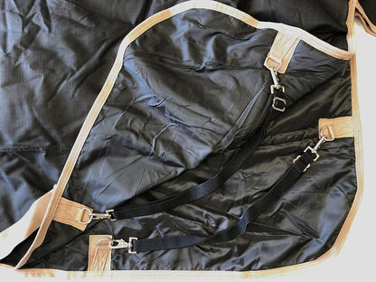 AJ Tack 1200D Waterproof Turnout Horse Blanket with Neck Rug - Black