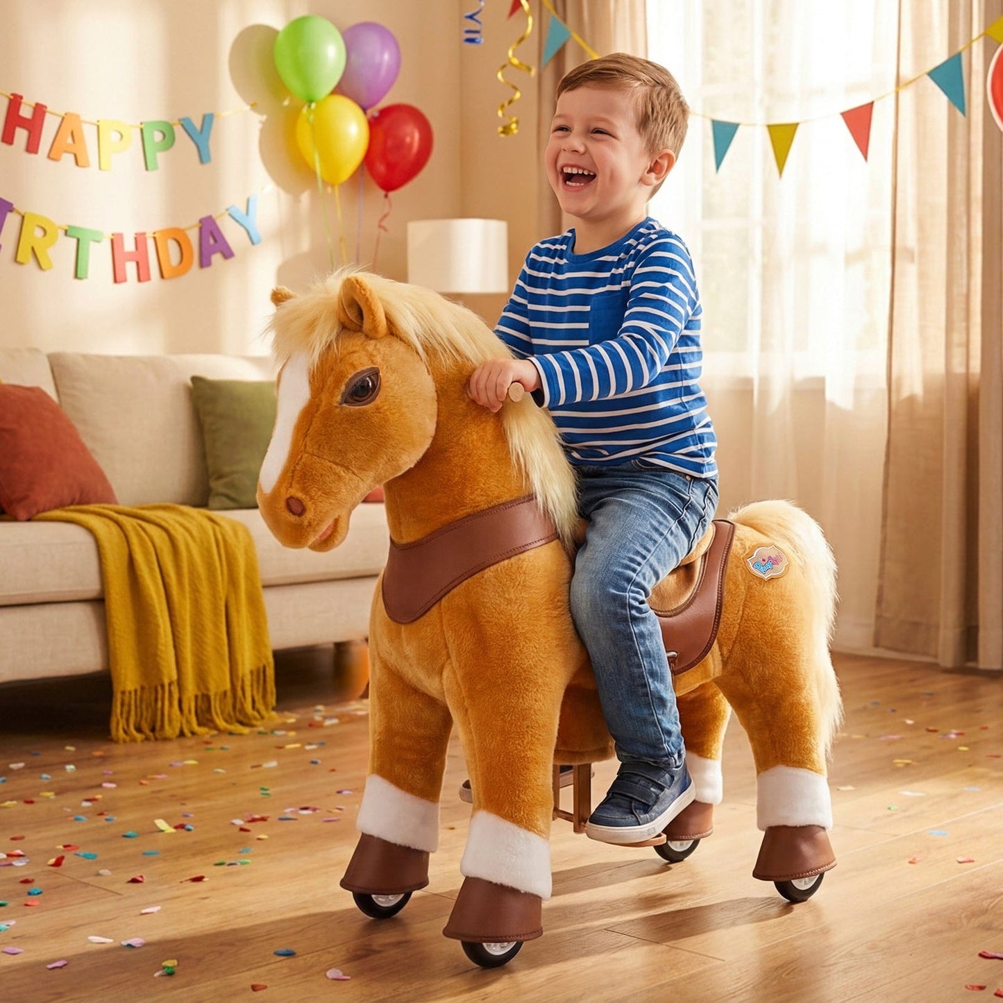 Model Y® Horse Ride-On Toy Age 4–7 – Light Brown