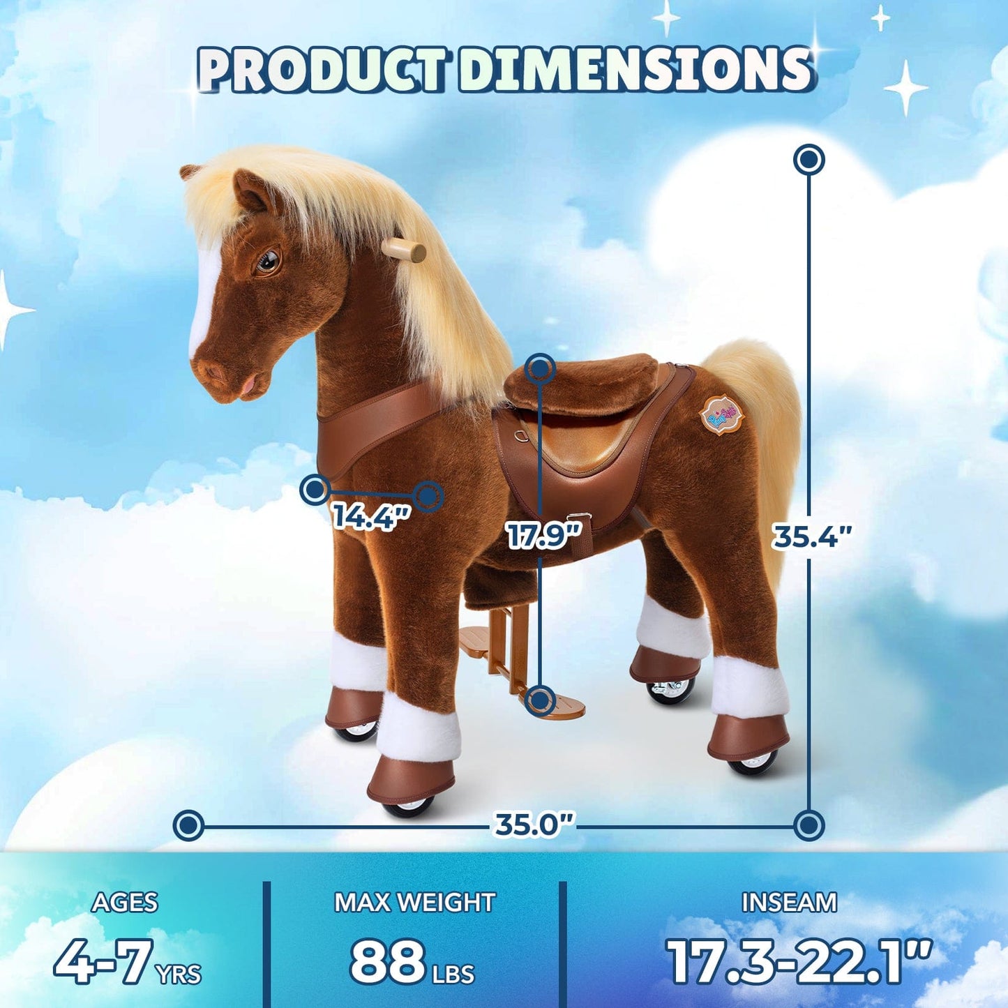 Model Y® Horse Ride-On Toy Age 4–7 – Brown